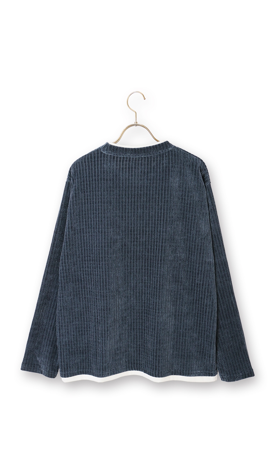 【男女兼用】らくリッチカットモールフェイクロングＴシャツ ネイビー S