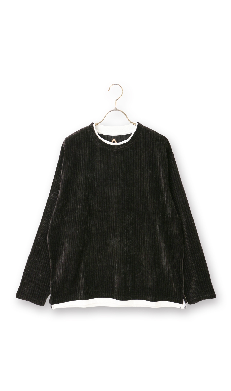 【男女兼用】らくリッチカットモールフェイクロングTシャツ ブラック M