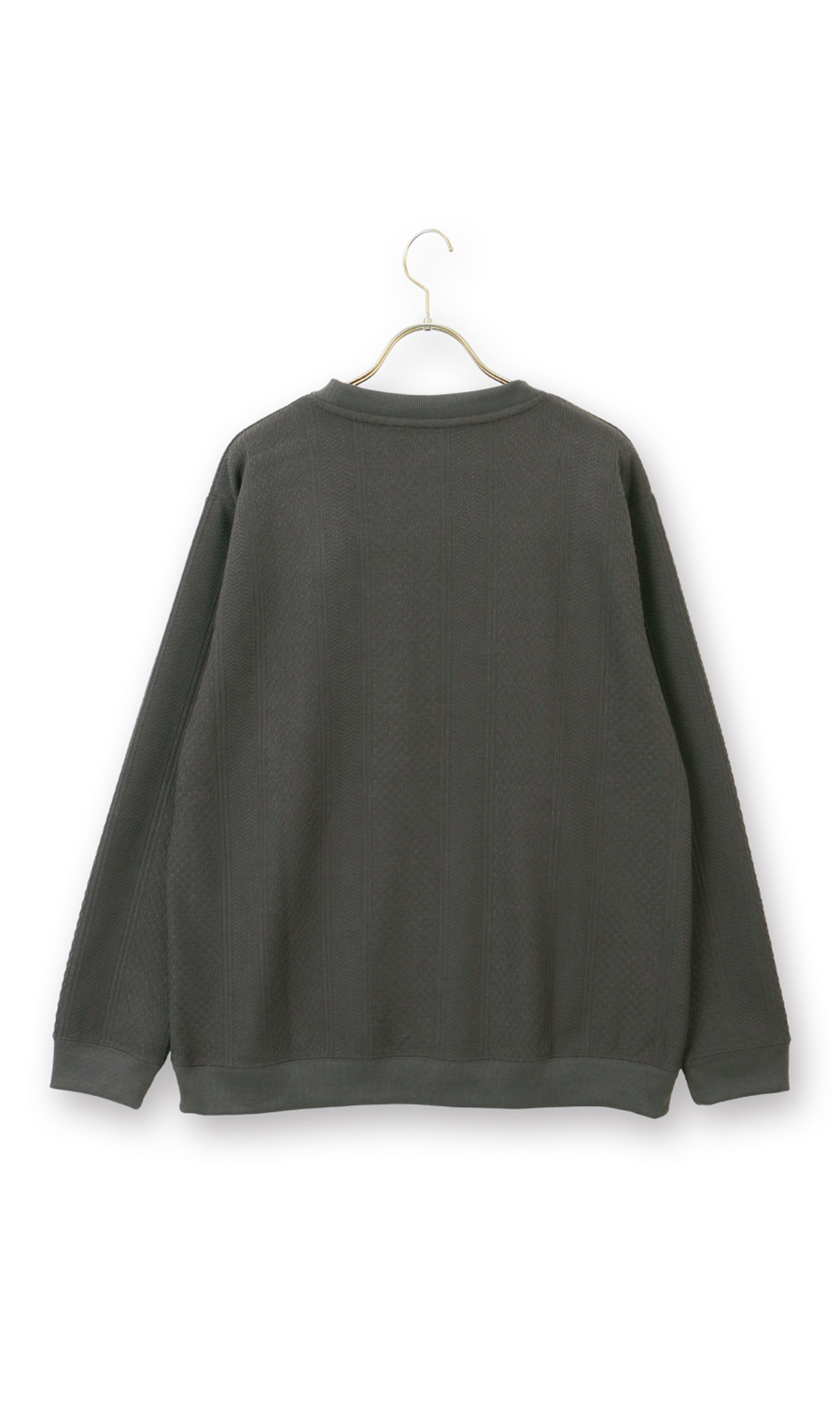 【男女兼用】らくリッチクルーネックロングＴシャツ チャコール S