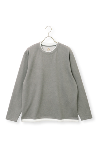 Easy Rich Calze Brushed Faux Crew Neck T-Shirt