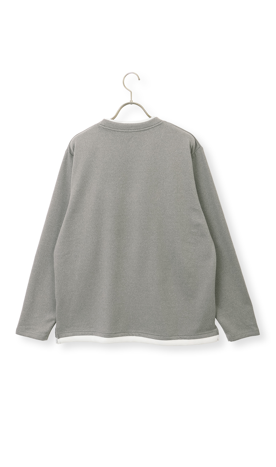 らくリッチカルゼ起毛フェイククルーネックTシャツ グレー S