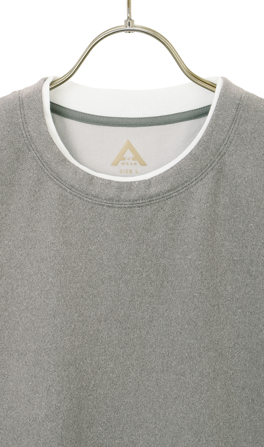 らくリッチカルゼ起毛フェイククルーネックTシャツ グレー S