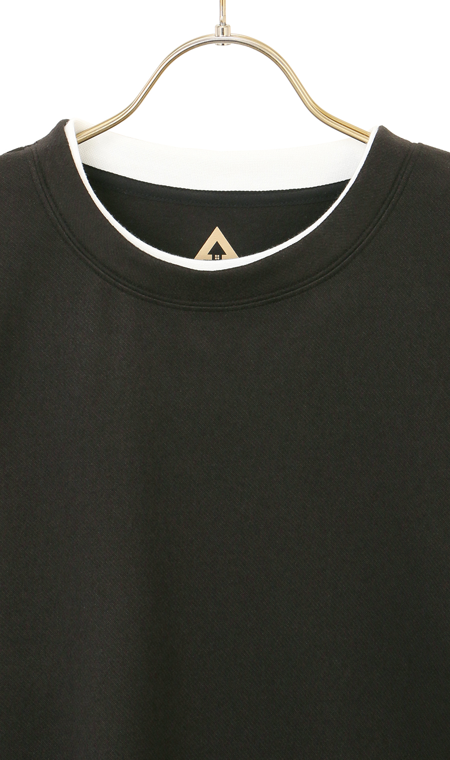 らくリッチカルゼ起毛フェイククルーネックTシャツ ブラック S