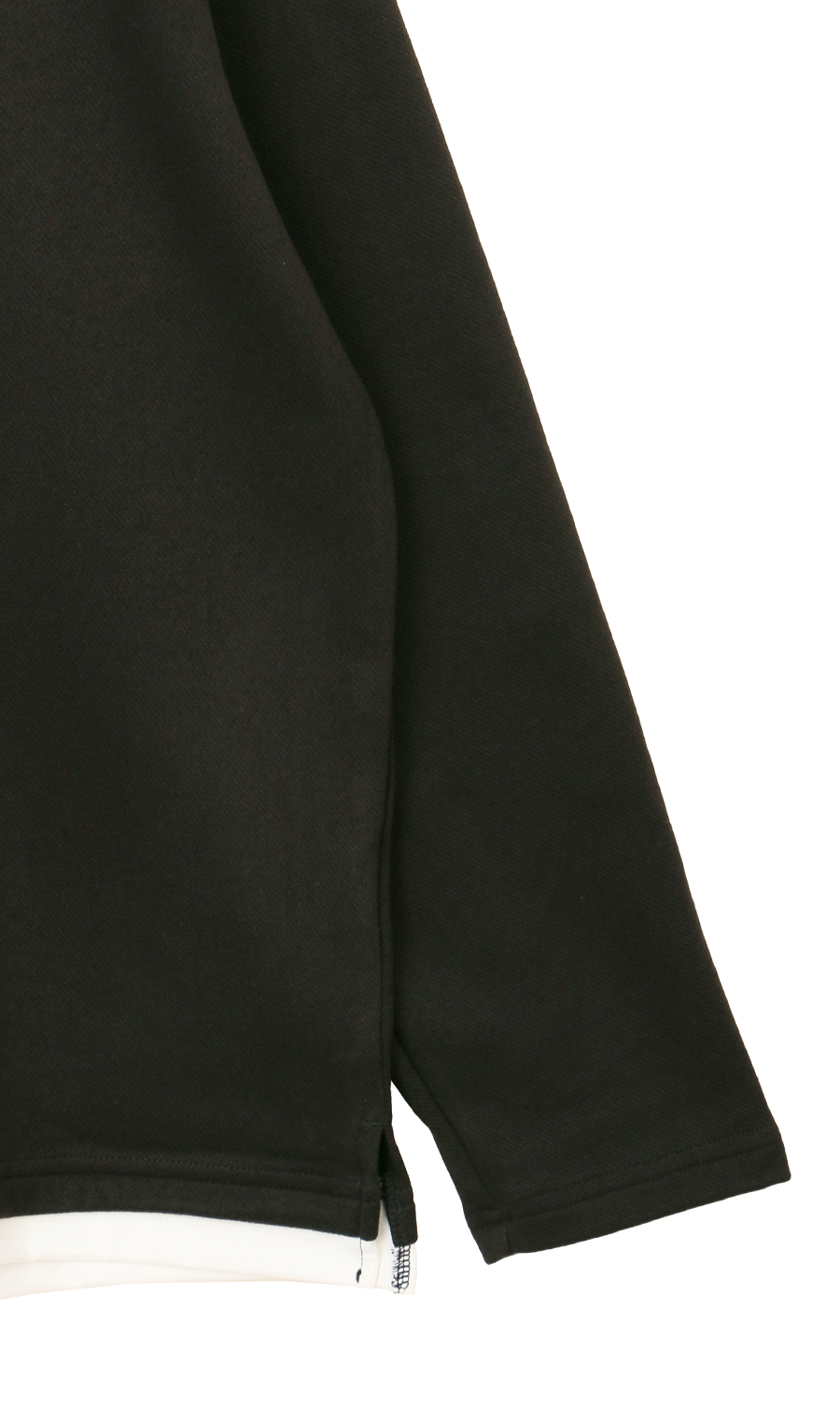 らくリッチカルゼ起毛フェイククルーネックTシャツ ブラック S