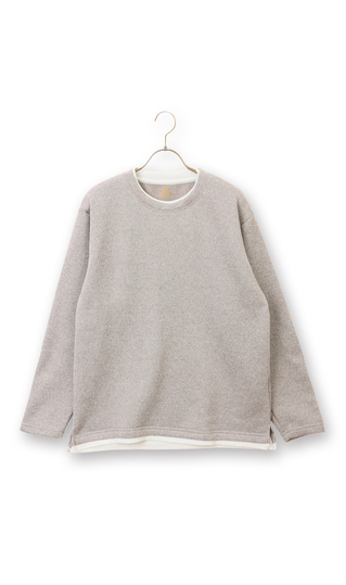 【男女兼用】らくリッチフェイククルーネックロングＴシャツ