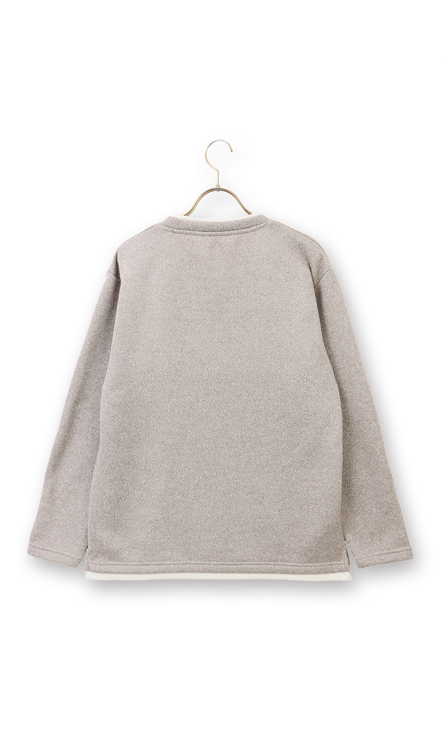 【男女兼用】らくリッチフェイククルーネックロングTシャツ ライトグレー S