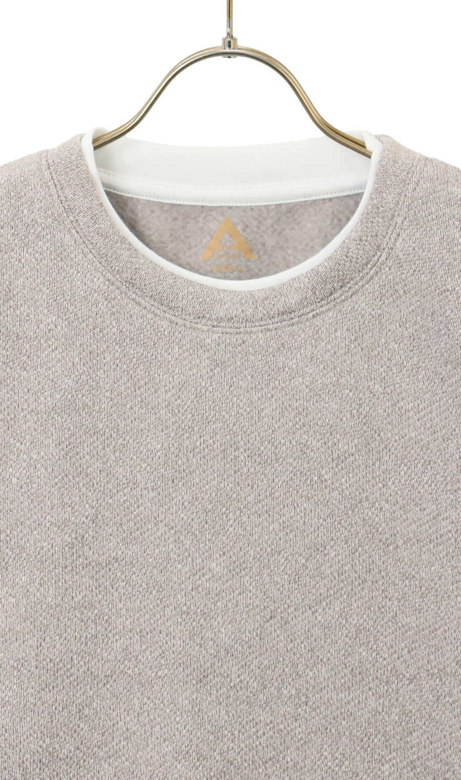 【男女兼用】らくリッチフェイククルーネックロングTシャツ ライトグレー S