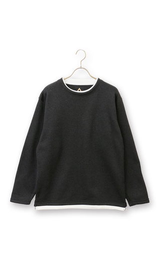 【男女兼用】らくリッチフェイククルーネックロングＴシャツ