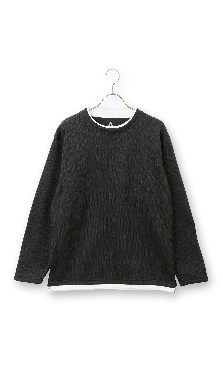 【男女兼用】らくリッチフェイククルーネックロングTシャツ ネイビー S