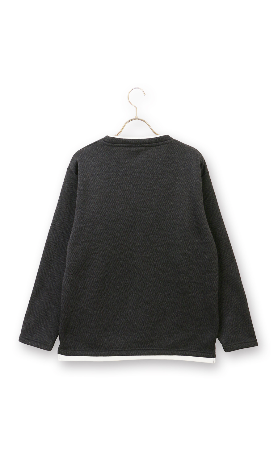 【男女兼用】らくリッチフェイククルーネックロングTシャツ ネイビー S