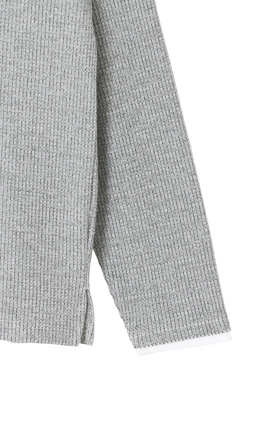 らくリッチ畔ワッフルフェイククルーネックTシャツ ライトグレー S