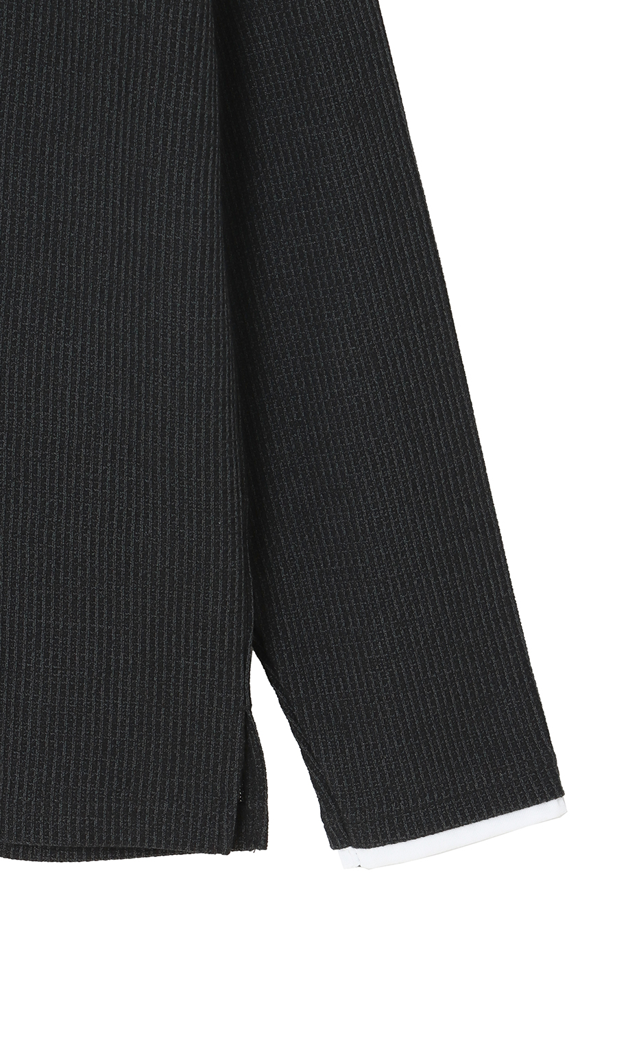 らくリッチ畔ワッフルフェイククルーネックTシャツ ブラック S