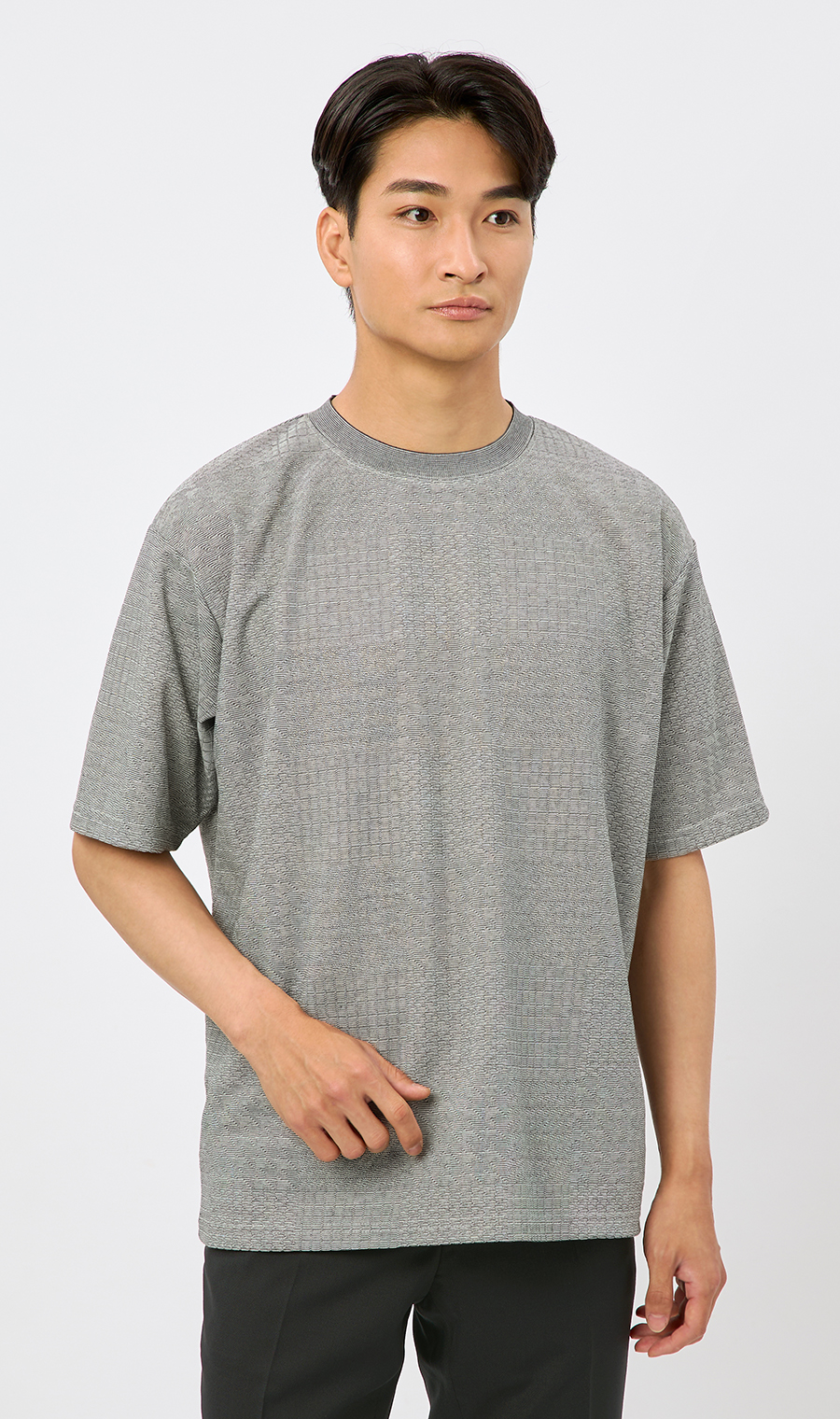 【男女兼用】らくリッチメクラジマボーダーTシャツ グレー S