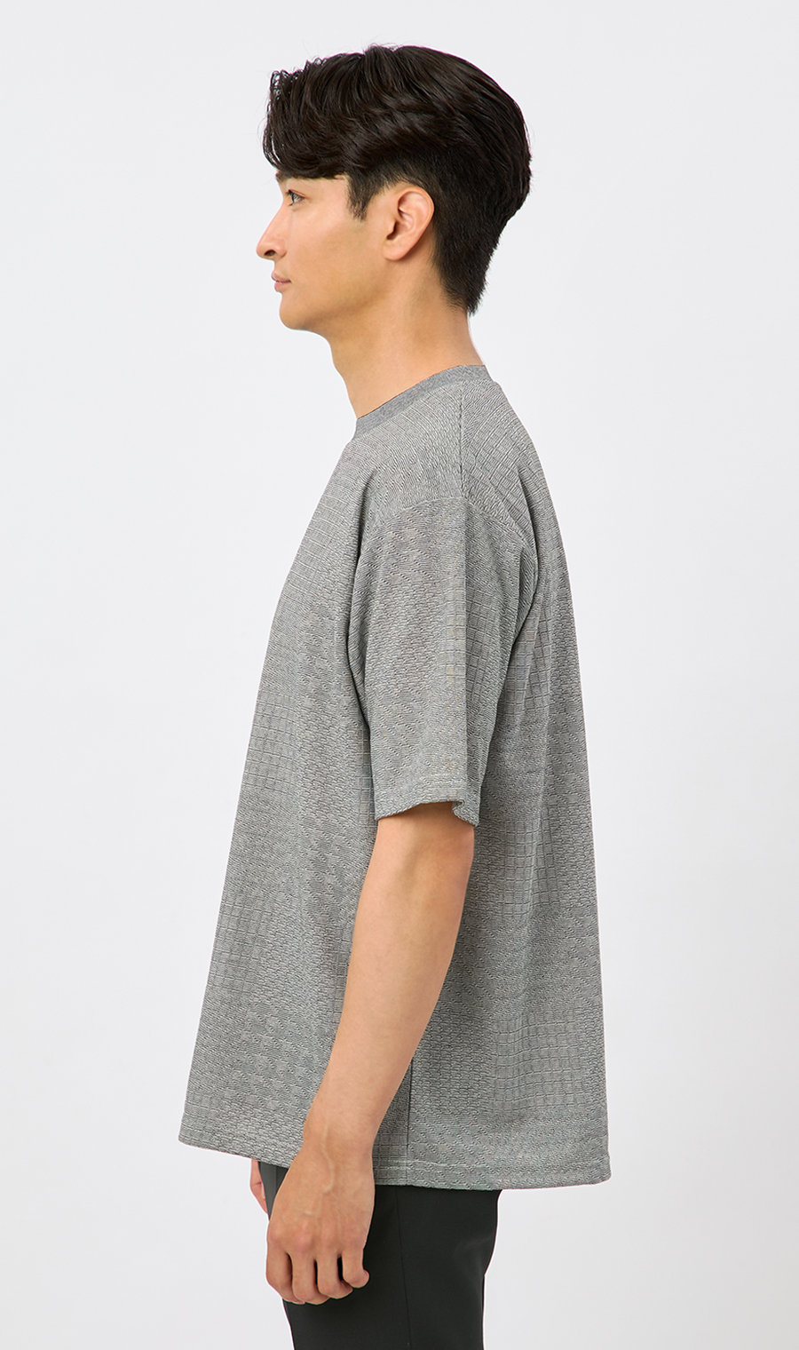 【男女兼用】らくリッチメクラジマボーダーTシャツ グレー S