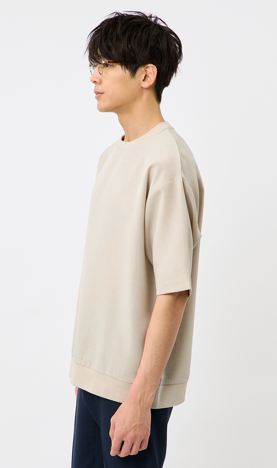 【男女兼用】らくリッチ麻ライクＴシャツ ベージュ L