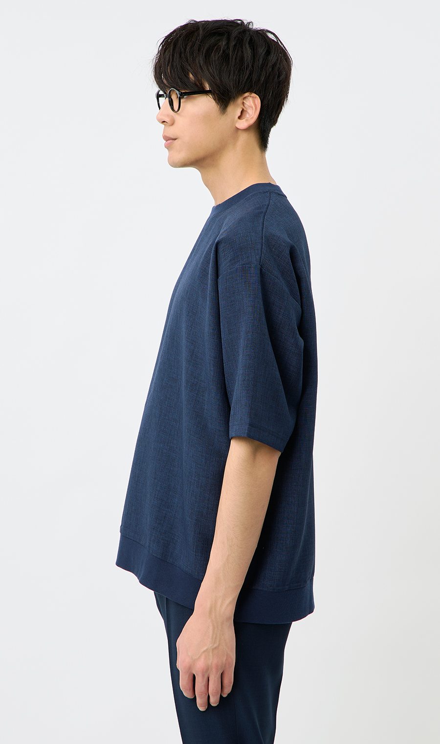 【男女兼用】らくリッチ麻ライクTシャツ ネイビー S