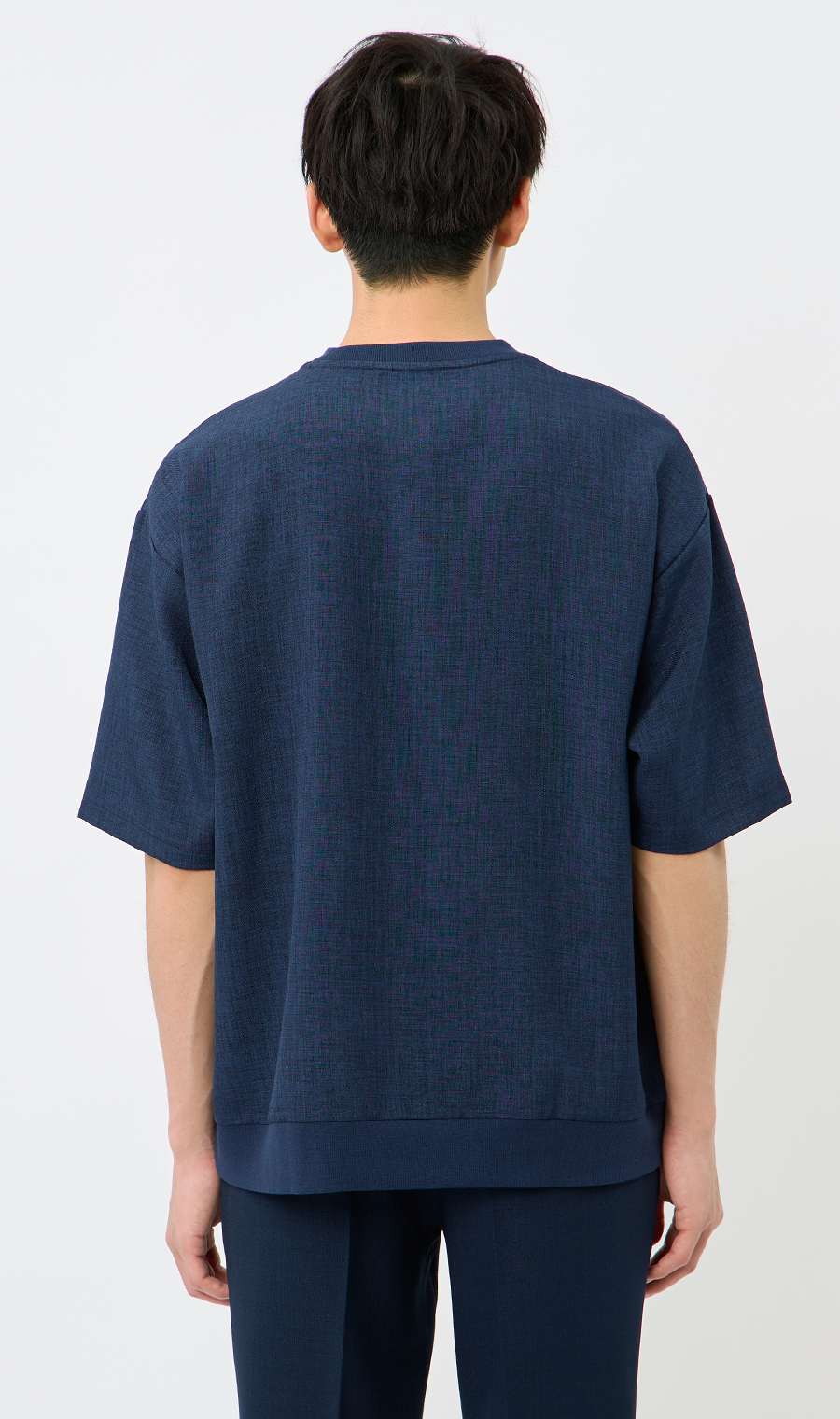 【男女兼用】らくリッチ麻ライクTシャツ ネイビー S