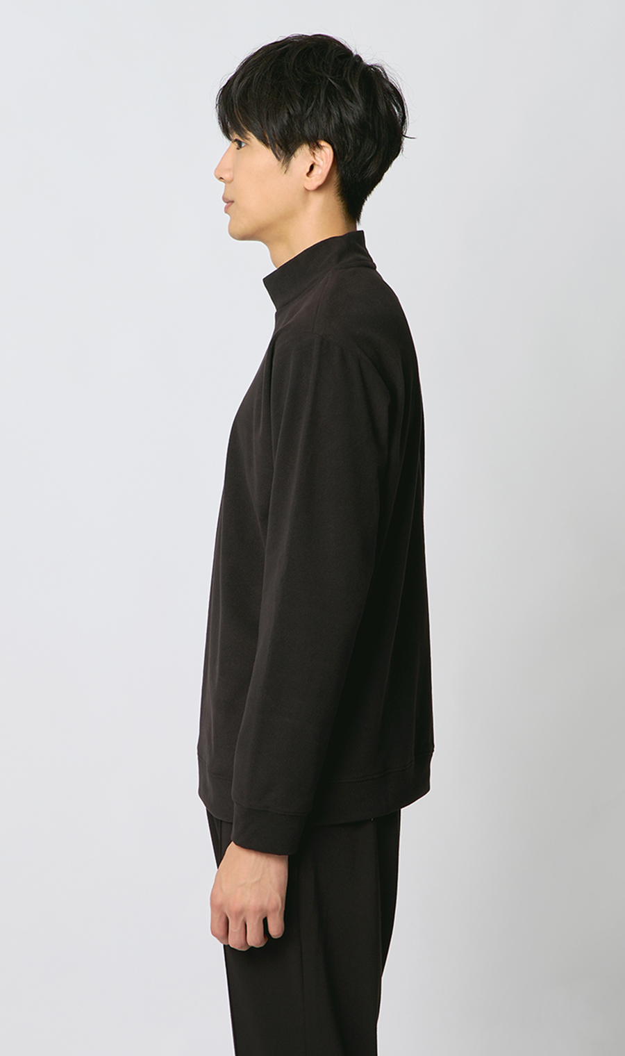 とろリッチ起毛スムースハイネックＴシャツ ブラック S