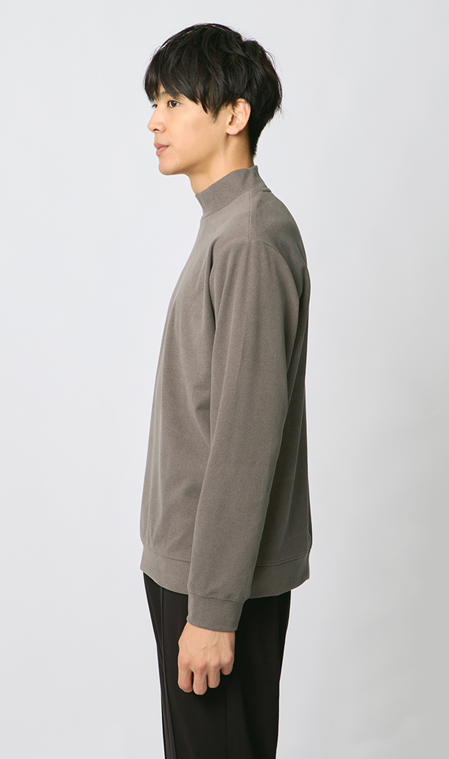 とろリッチ起毛スムースハイネックＴシャツ モカ S