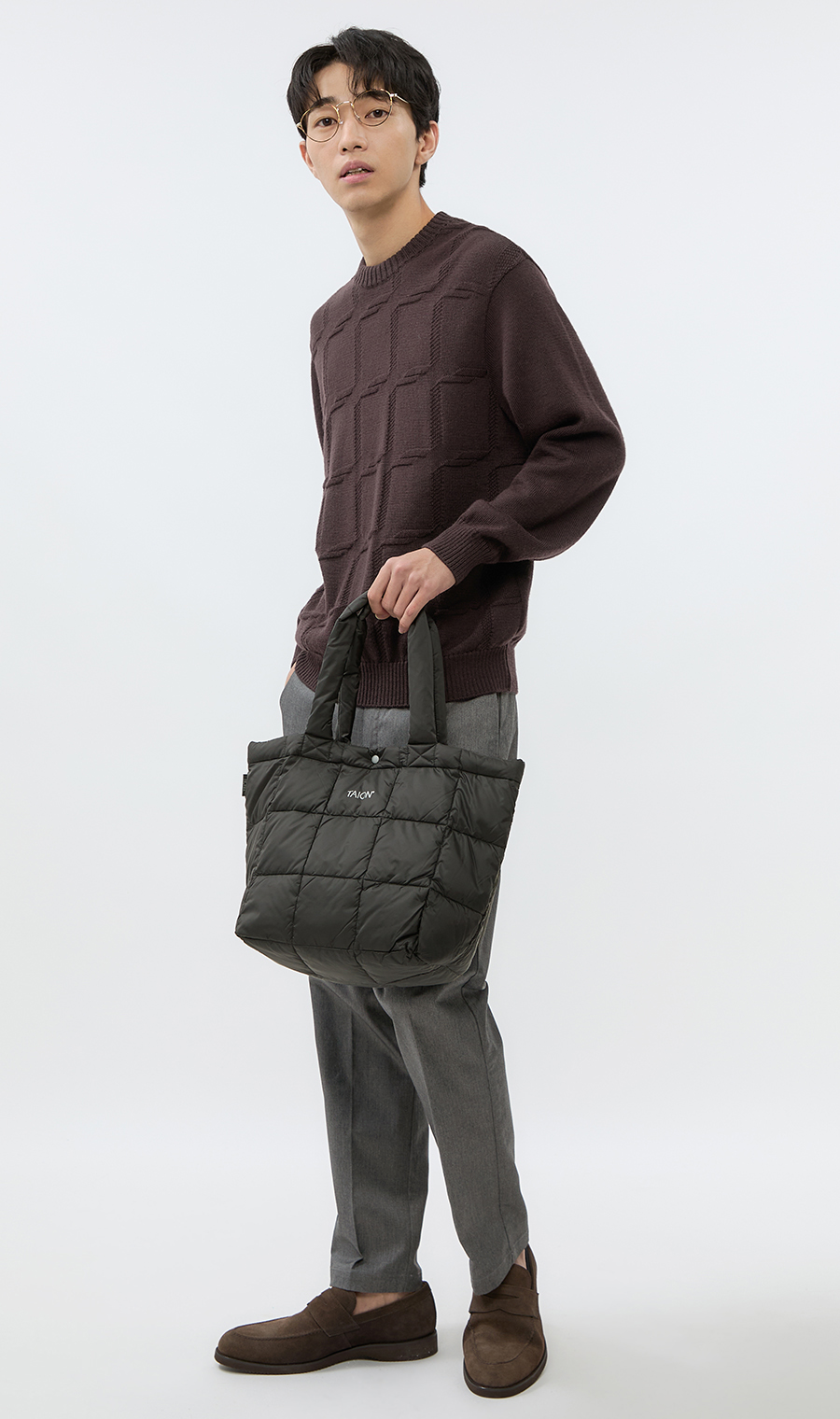 リンクス柄クルーネックセーター《gim》《日本製》 ワイン M