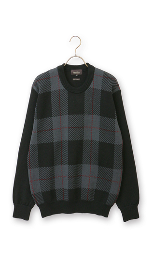 チェック柄クルーネックセーター【日本製】