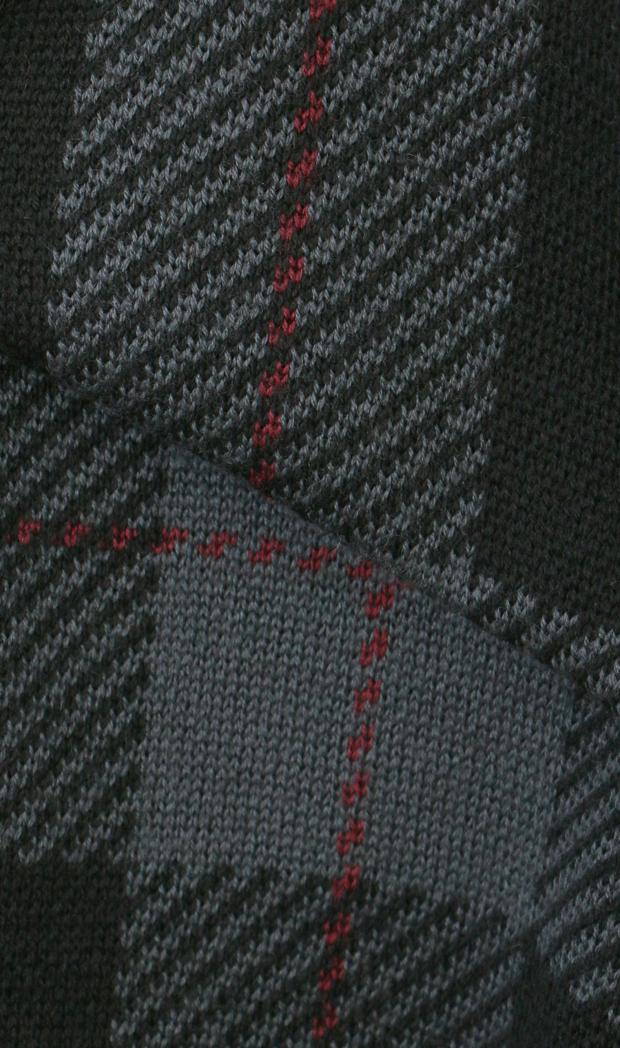 チェック柄クルーネックセーター【日本製】 ブラック L