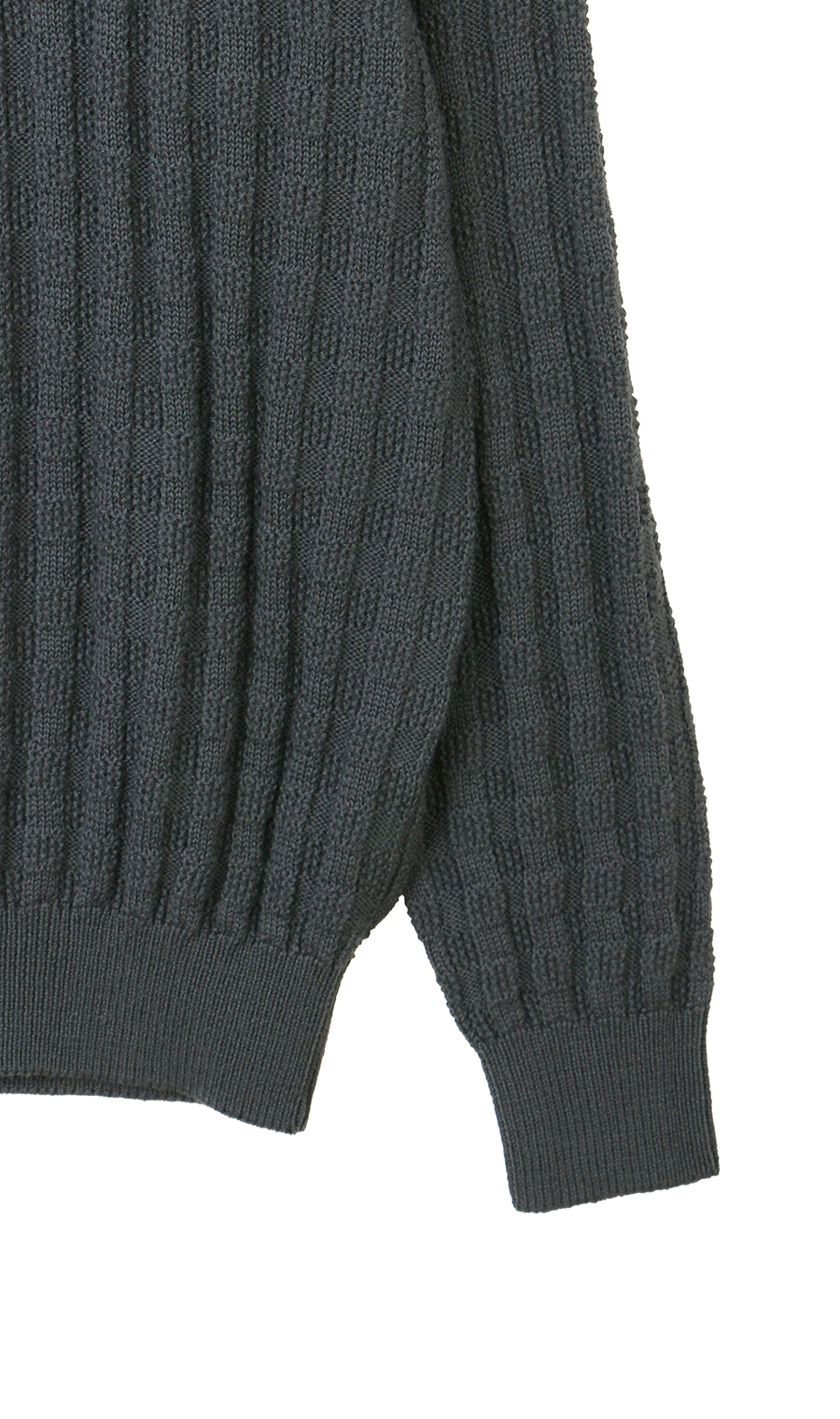 リンクス格子柄モックネックセーター【日本製】 チャコール M