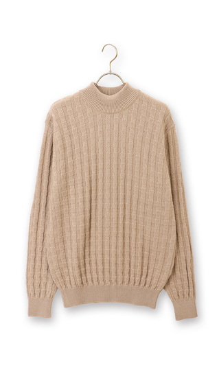 リンクス格子柄モックネックセーター【日本製】