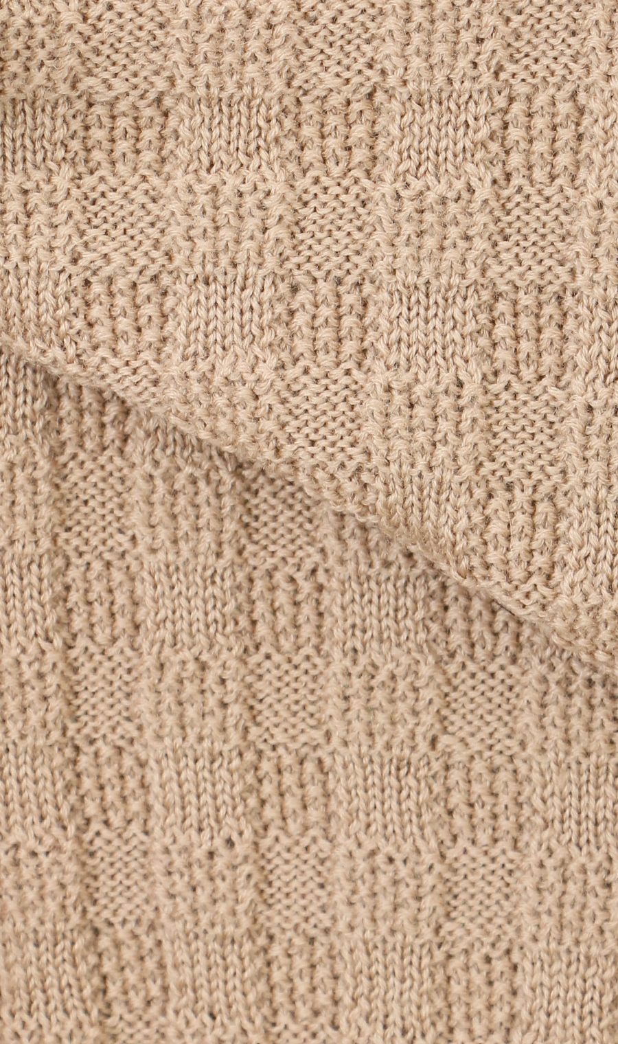 リンクス格子柄モックネックセーター【日本製】 ベージュ L