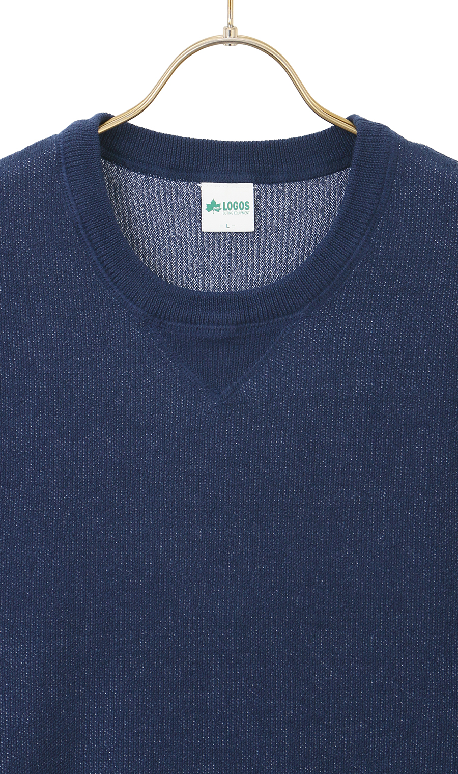 スウェット風ニットセーター ネイビー LL