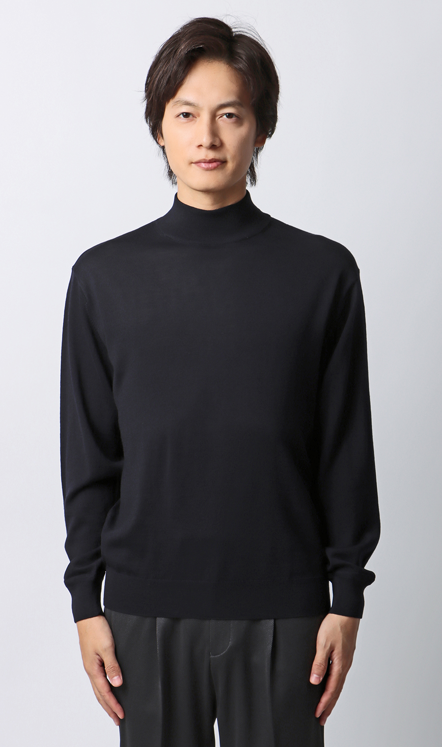 モックネックセーター【毛玉CLEAR】【＃すごセーター】 ネイビー S