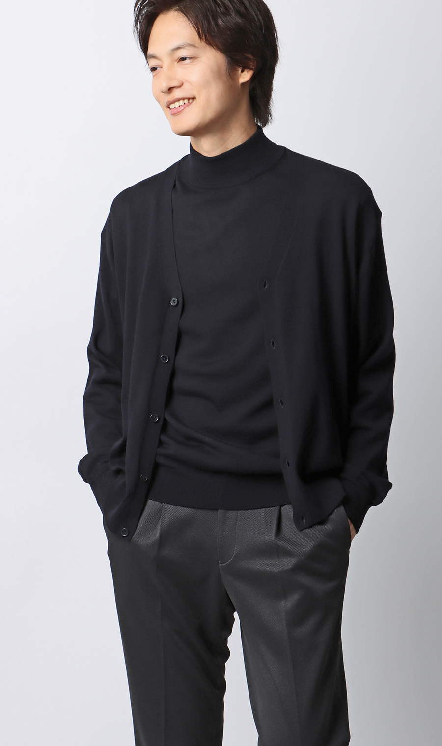 モックネックセーター【毛玉CLEAR】【＃すごセーター】 ネイビー S