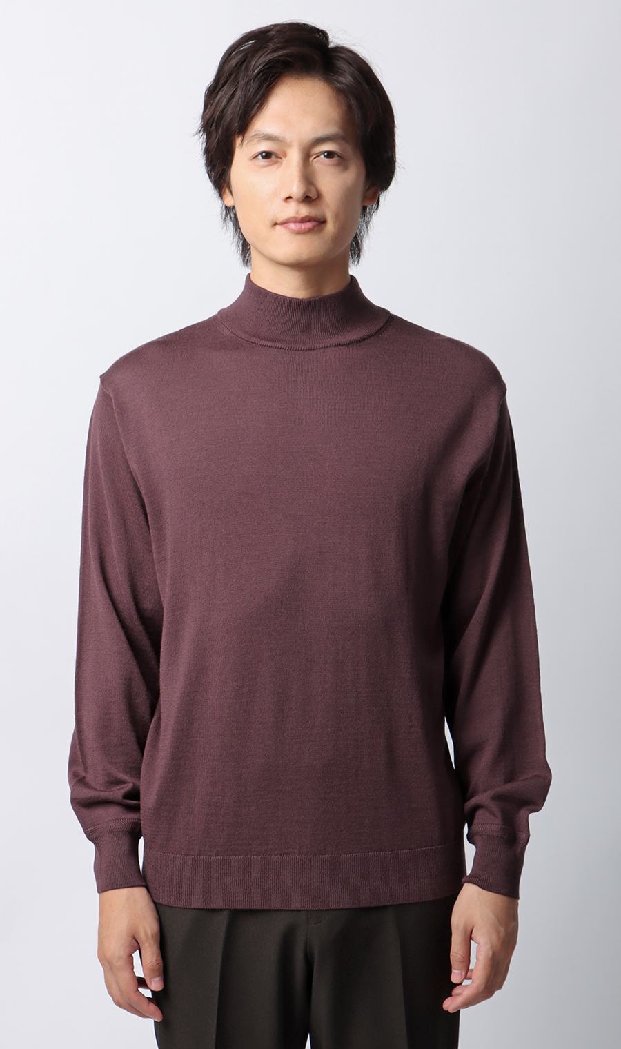 モックネックセーター【毛玉CLEAR】【＃すごセーター】 ワイン S