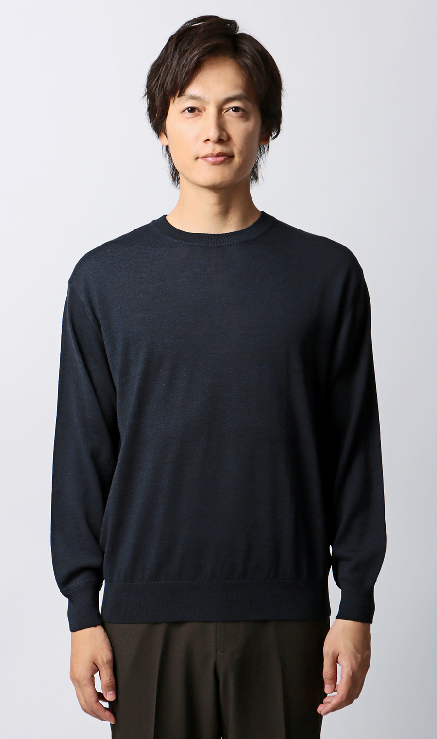 クルーネックセーター【毛玉CLEAR】【＃すごセーター】 ネイビー S