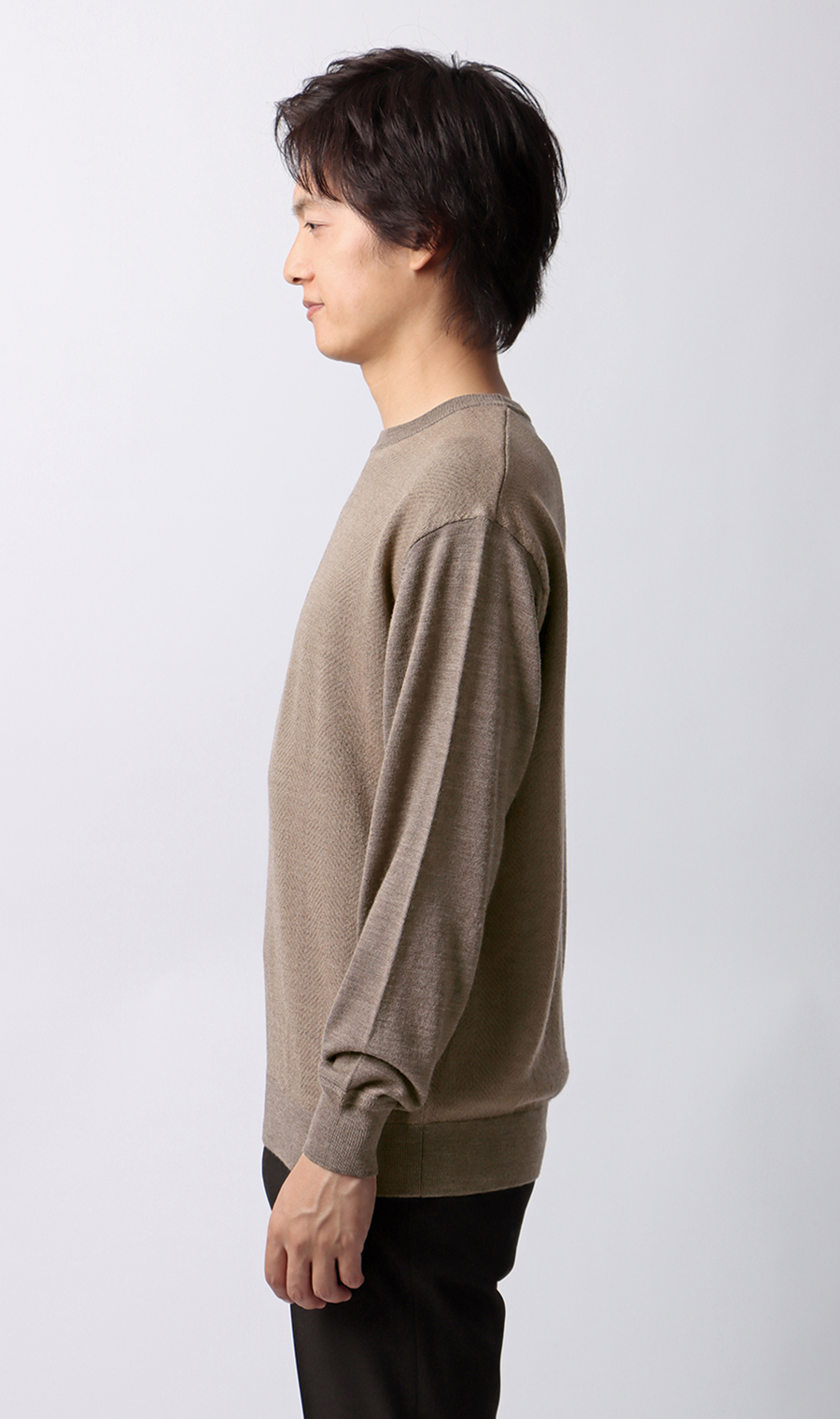 へリンボーンクルーネックセーター【毛玉CLEAR】【＃すごセーター】 ベージュ S