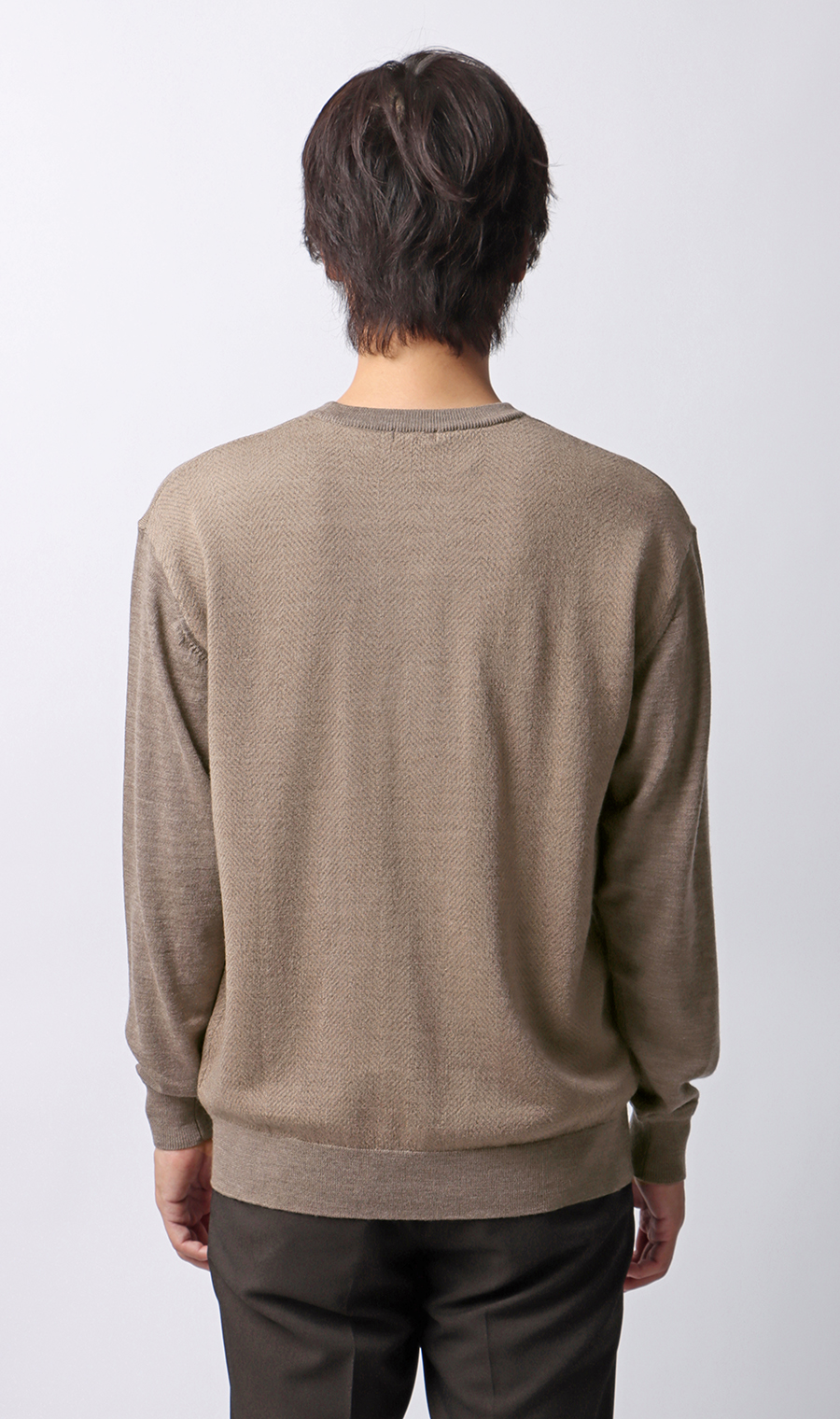 へリンボーンクルーネックセーター【毛玉CLEAR】【＃すごセーター】 ベージュ S