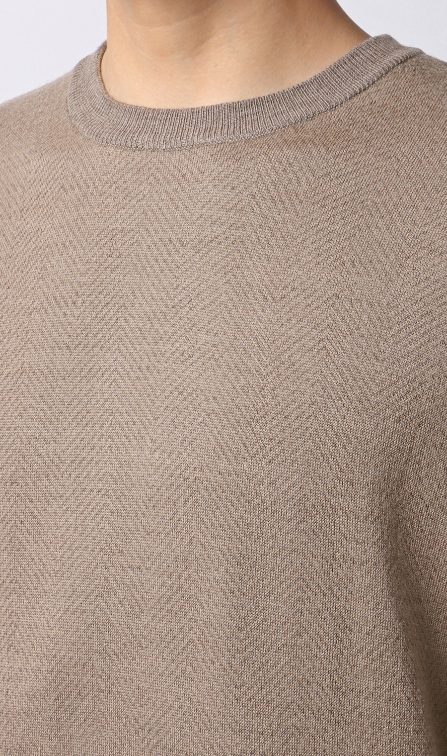 へリンボーンクルーネックセーター【毛玉CLEAR】【＃すごセーター】 ベージュ S