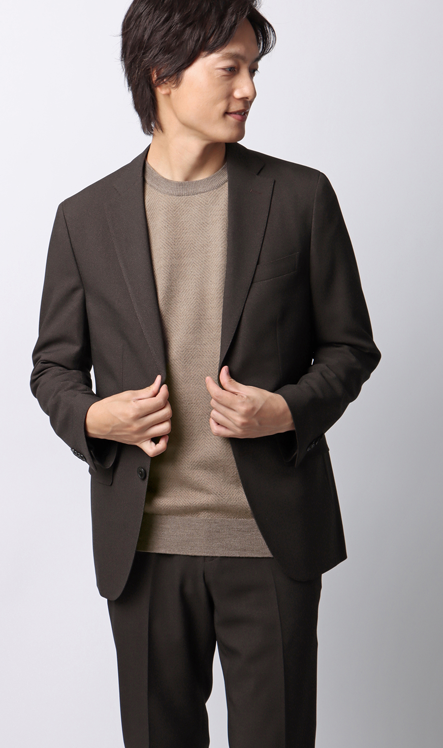 へリンボーンクルーネックセーター【毛玉CLEAR】【＃すごセーター】 ベージュ S