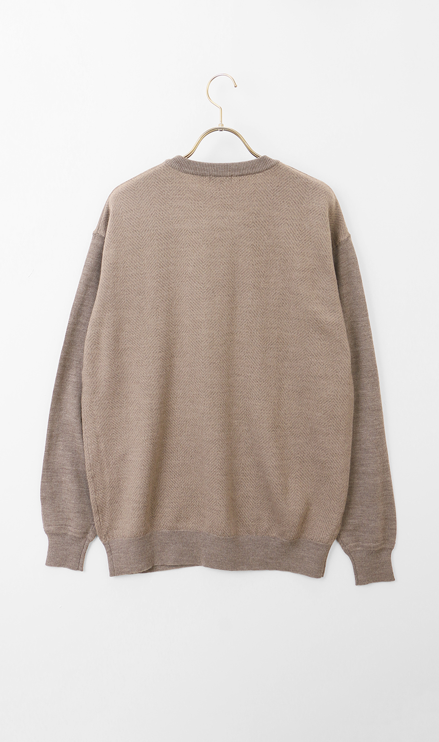 へリンボーンクルーネックセーター【毛玉CLEAR】【＃すごセーター】 ベージュ S