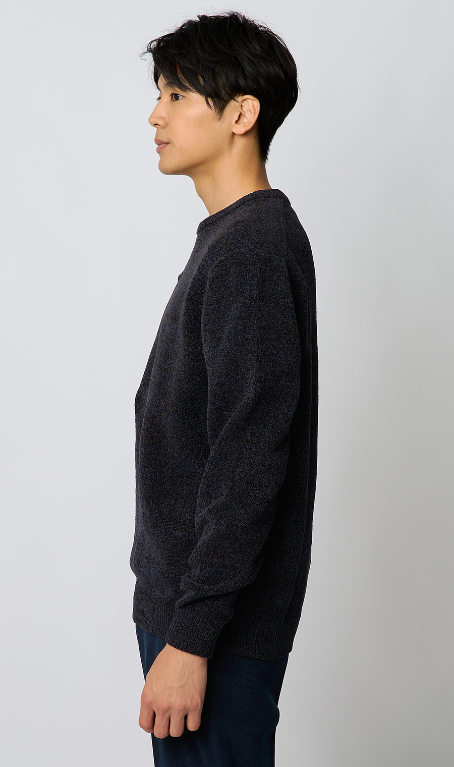 クルーネックセーター【モールヤーン】 ネイビー S