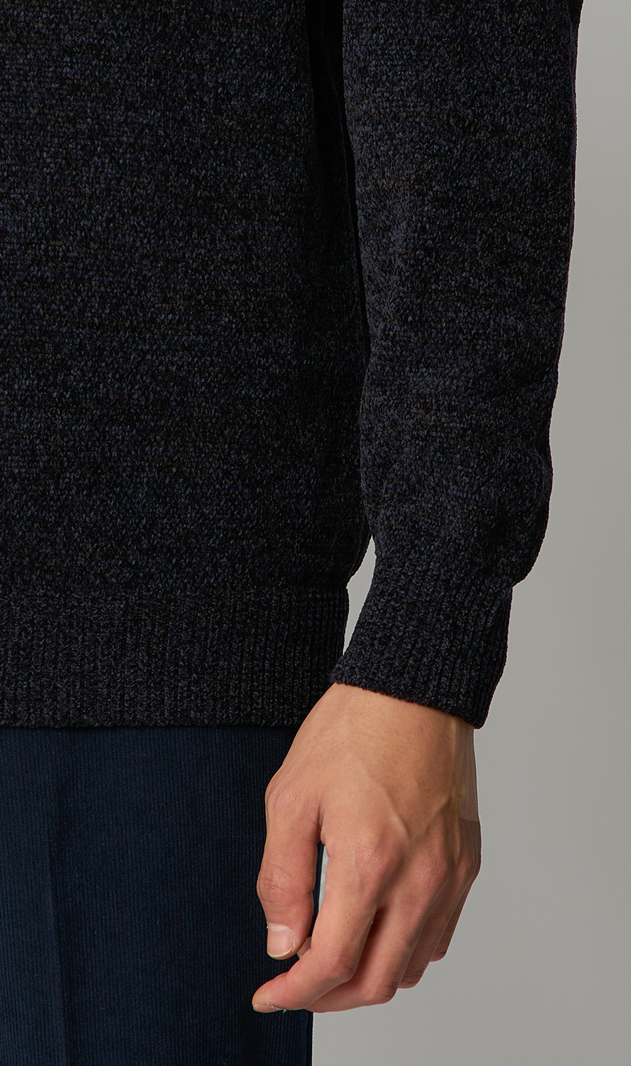 クルーネックセーター【モールヤーン】 ネイビー S