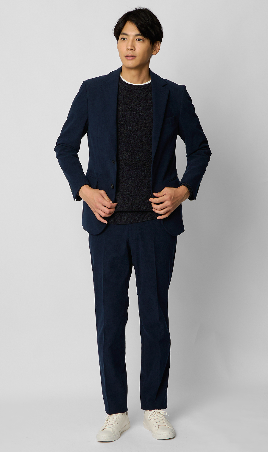 クルーネックセーター【モールヤーン】 ネイビー S