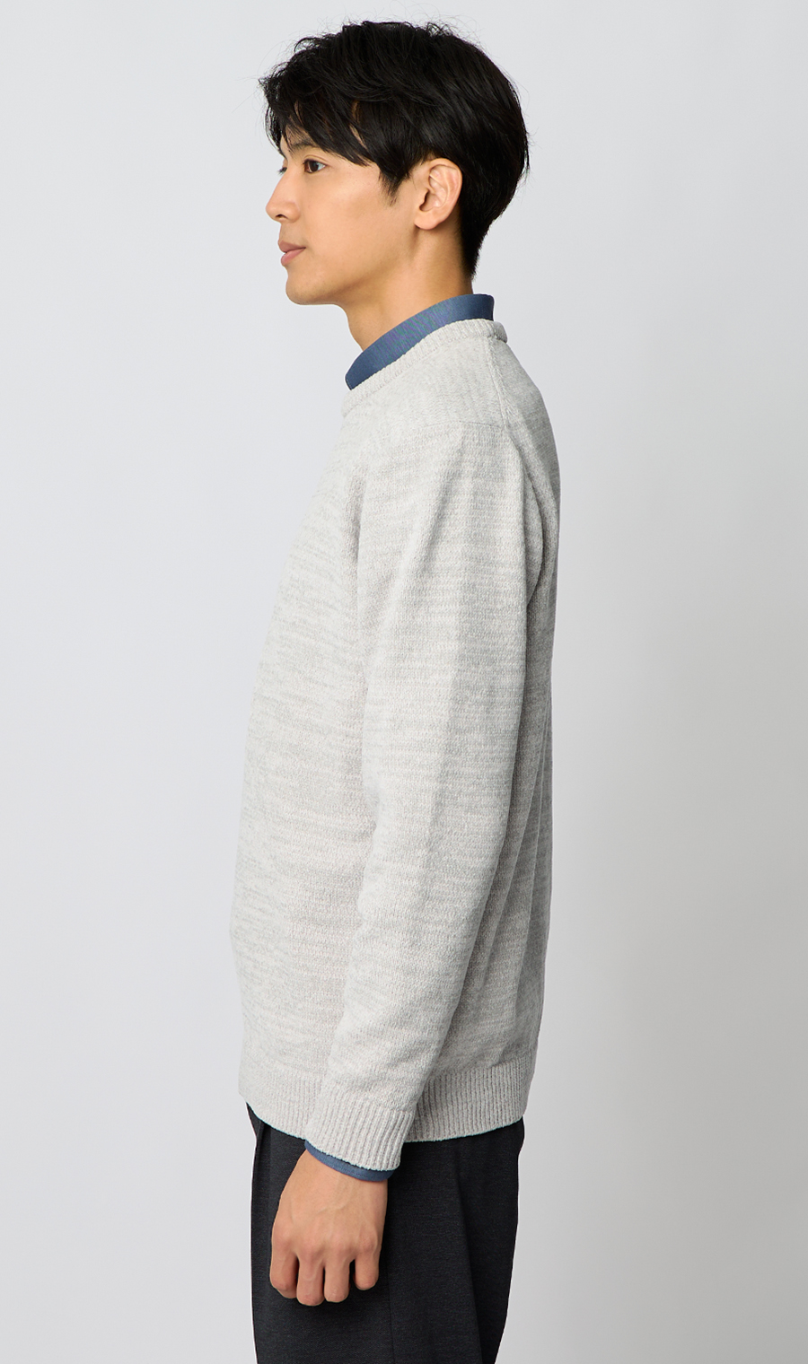 クルーネックセーター【モールヤーン】 ライトグレー S