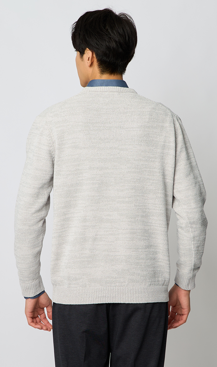 クルーネックセーター【モールヤーン】 ライトグレー S