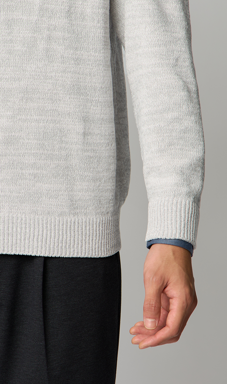 クルーネックセーター【モールヤーン】 ライトグレー S