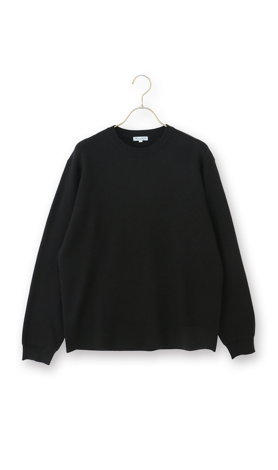 クルーネックニット【吸湿発熱】 ネイビー L