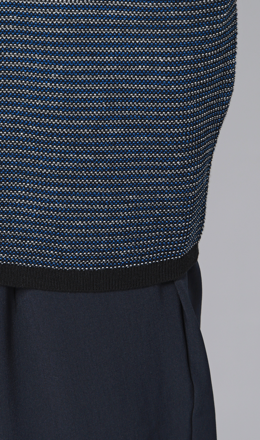 マルチボーダークルーネックニット ネイビー M