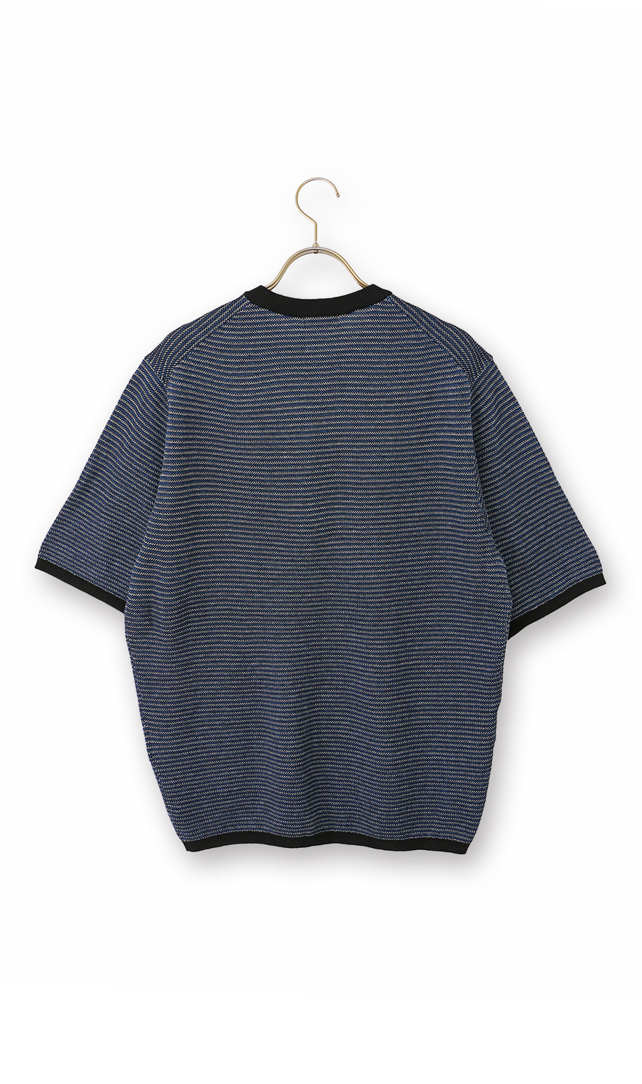 マルチボーダークルーネックニット ネイビー M