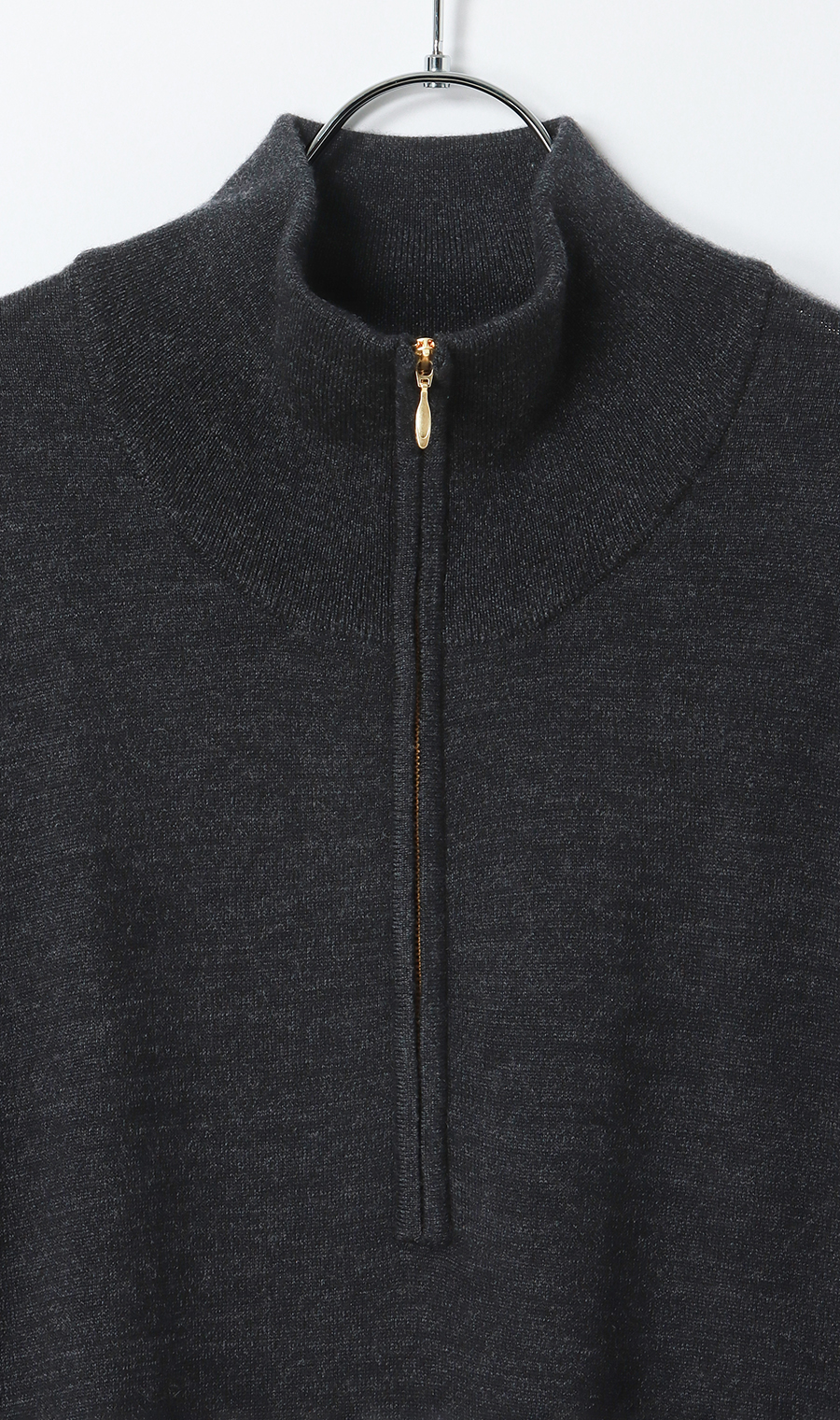 ハーフジップセーター【ウール100%】 チャコール S