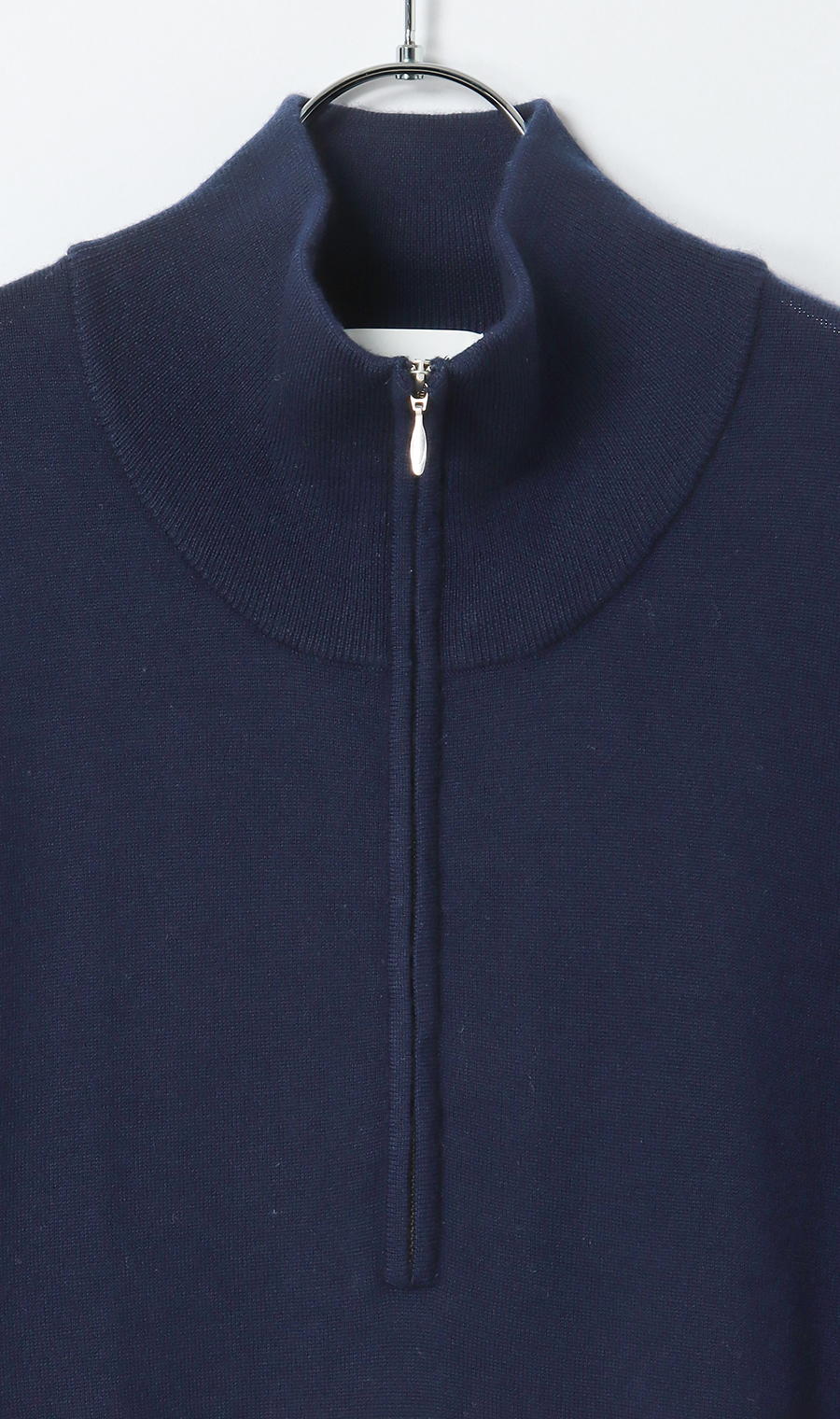 ハーフジップセーター【ウール100%】 ネイビー S